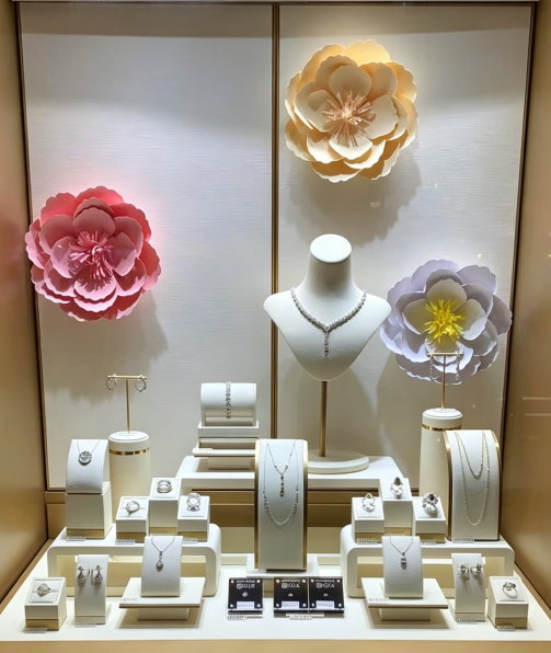 paper art retail display, paper art visual presentation