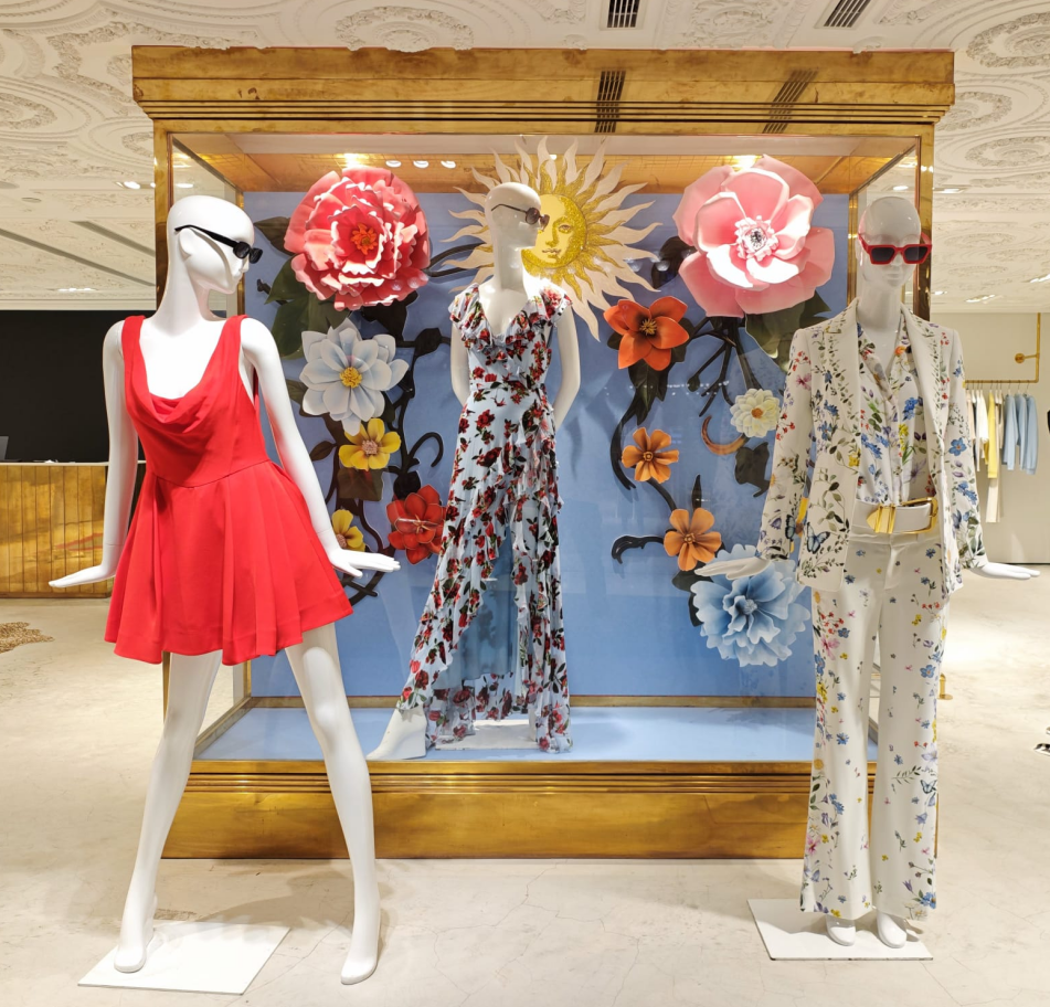 spring flower retail window display